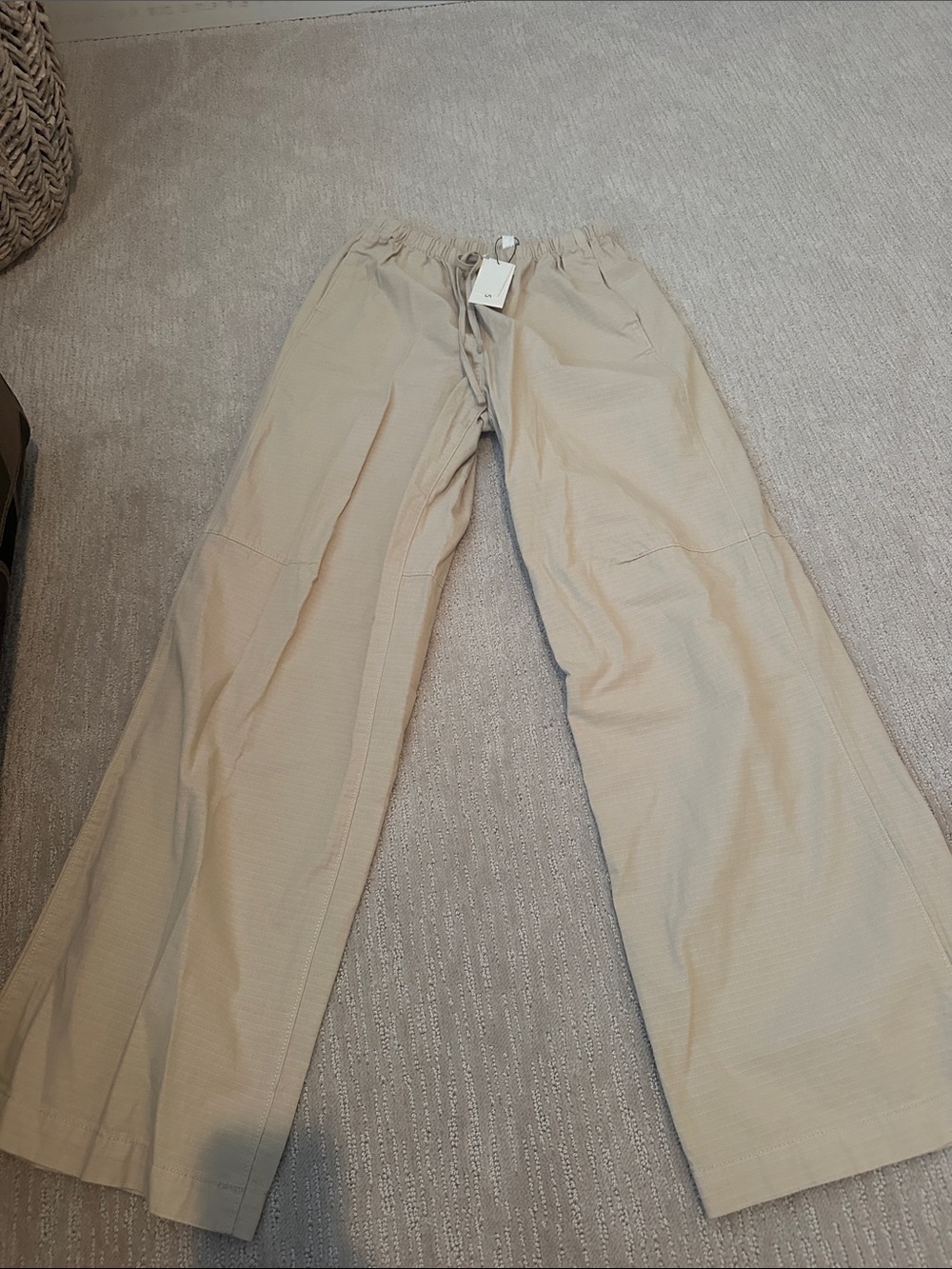 Womens Casual Drawstring Pants in Beige